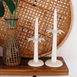 Boho palm tree candle holders
